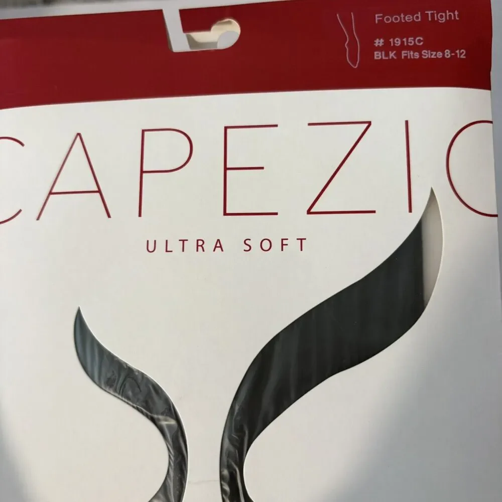 NEW Girls Capezio Footed Tights size 8 - 12 Black #1915C Dance Ballet 50-90 lbs